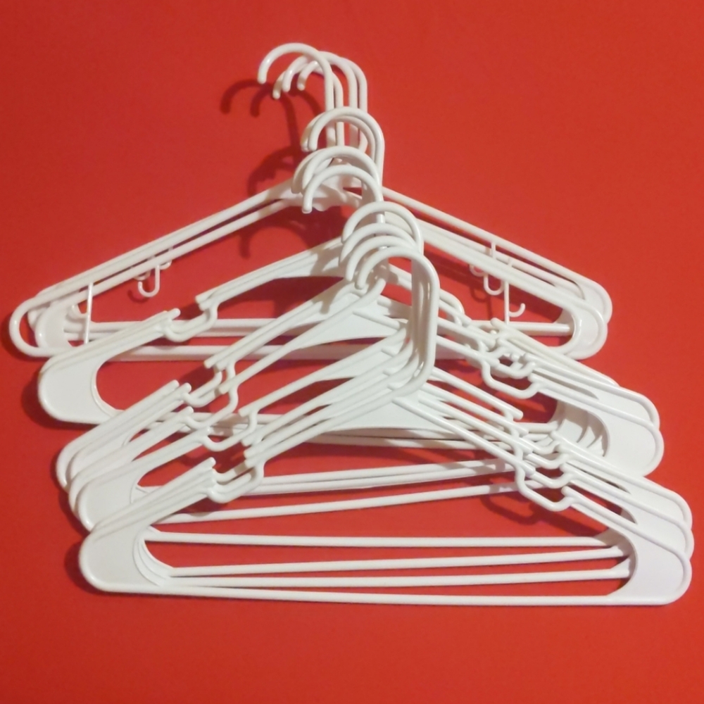 Lot Bundle 14 Clothes Shirt White Plastic Hangers